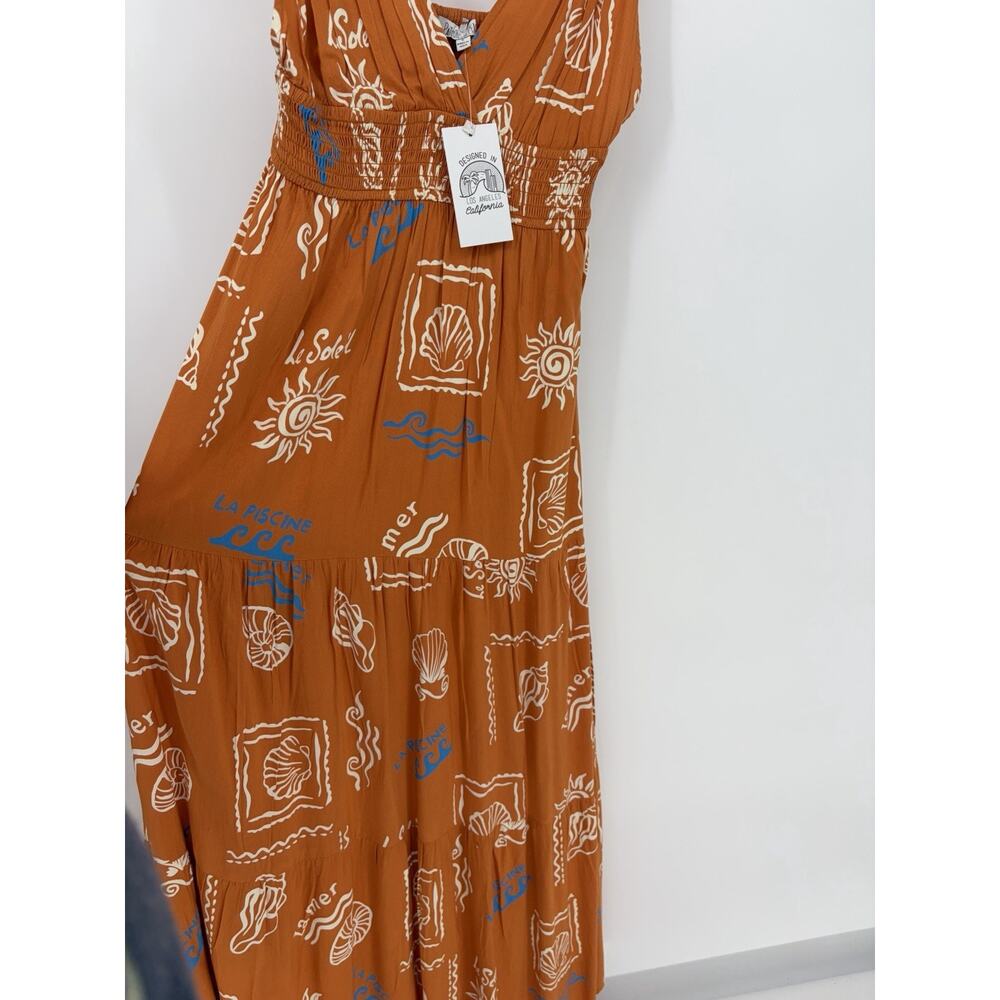 Patrons of Peace Maxi Dress Womens Small Boho Orange Print Tie Strap Flowing - Picture 7 of 12